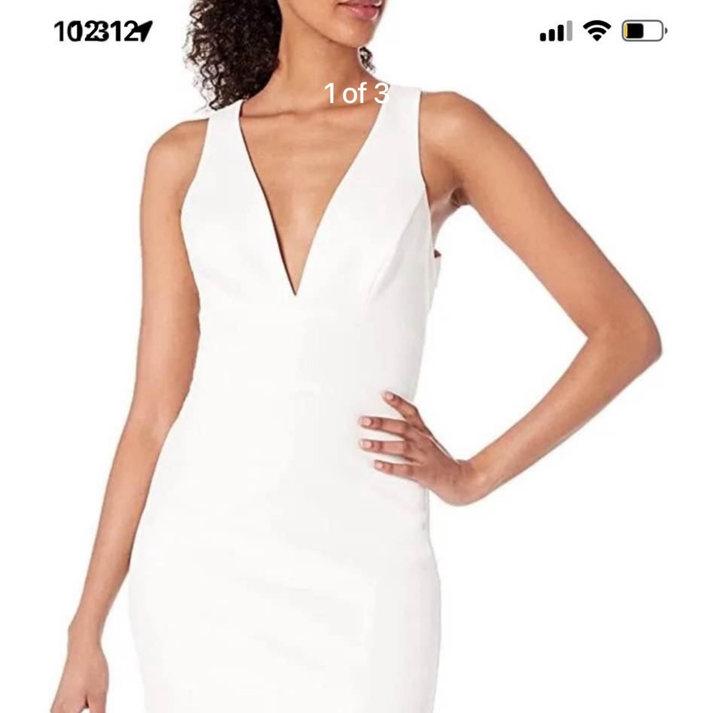 BCBGMAXAZRIA OFF WHITE Women's Cutout Back Gown, US 16